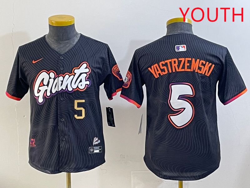 Youth San Francisco Giants 5 Yastrzemski Black Joint Name 2025 Nike MLB Jersey style 37